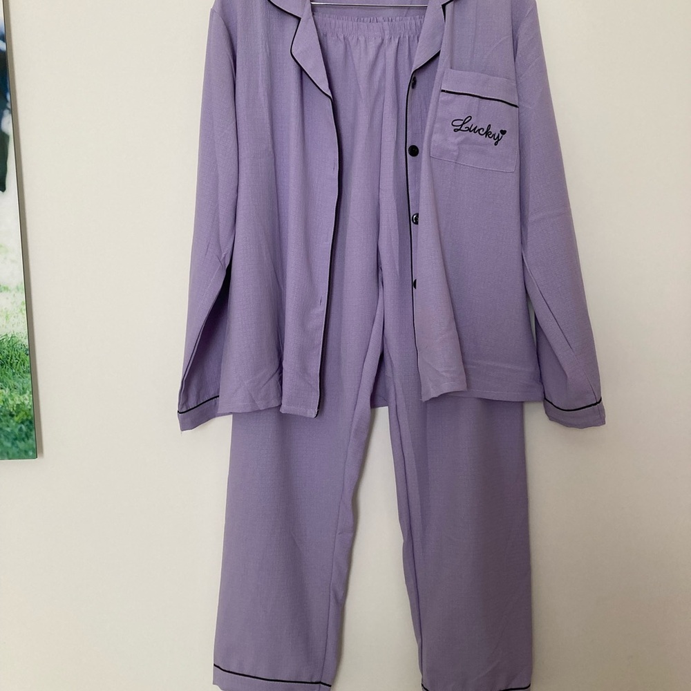 Never Worn Purple Pajama Set with Black Trim by Lucky